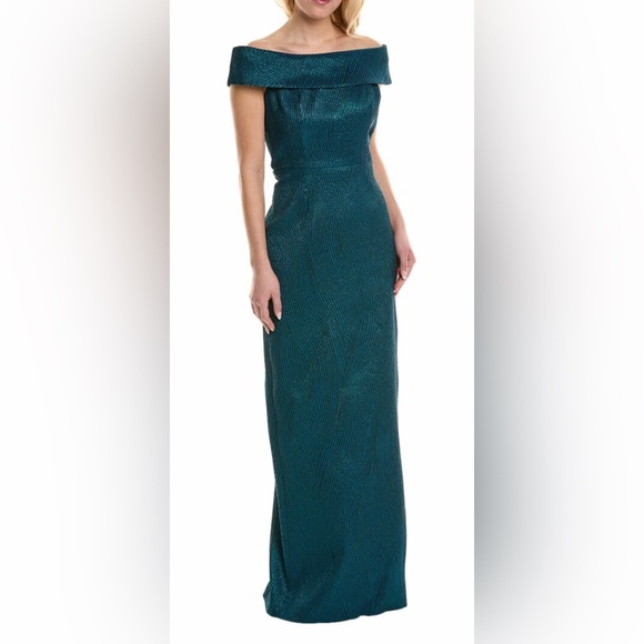 Teri Jon for Rickie Freeman Dresses & Skirts - Teri Jon for Rickie Freeman Teal Off The Shoulder Long Dress Gown